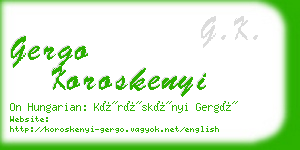 gergo koroskenyi business card